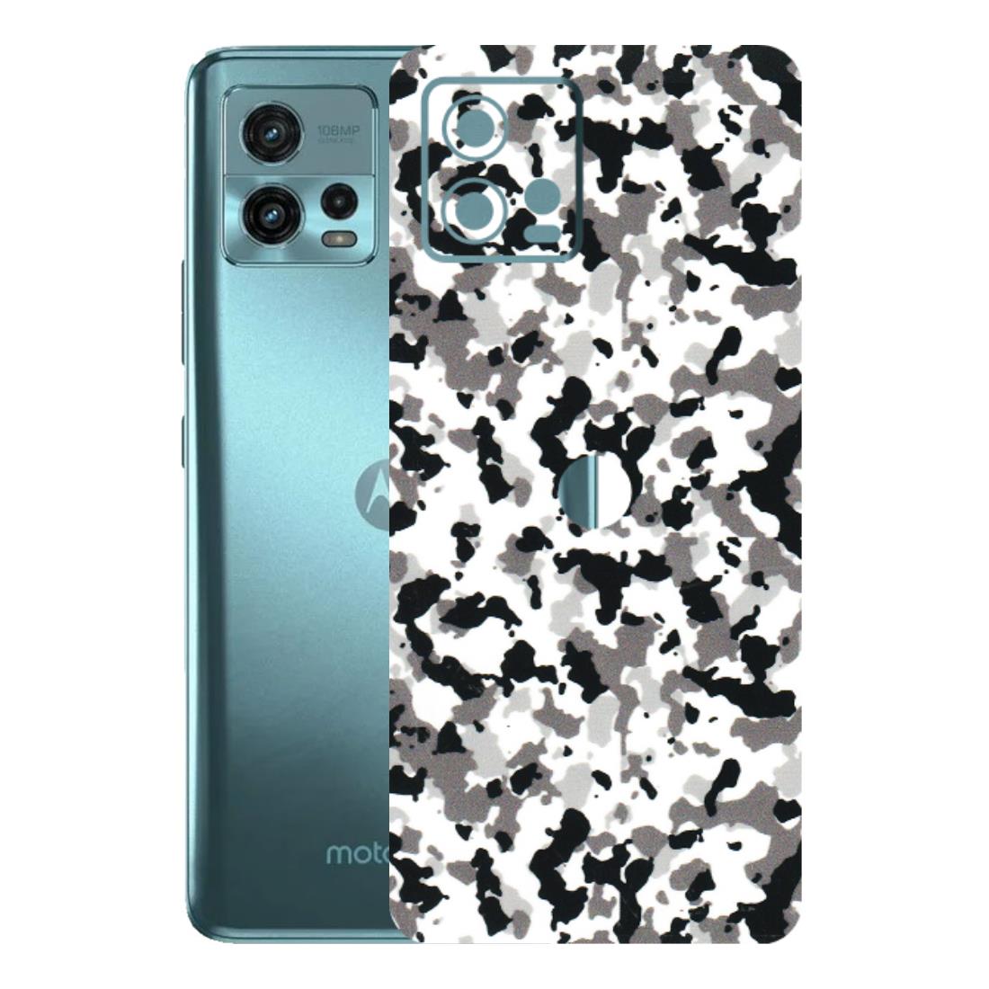 Motorola Phone Skins (All Models) - White Black Camouflage - 3D Embossed Finish (L-18) Motorola Moto G72 (5G)