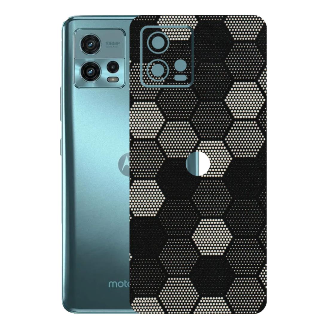 Motorola Phone Skins (All Models) - Black & White Dotted Honeycomb Texture - 3D Embossed Finish (L-202) Motorola Moto G72 (5G)