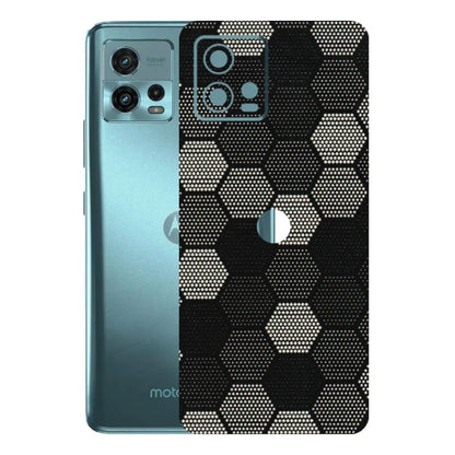 Motorola Phone Skins (All Models) - Black & White Dotted Honeycomb Texture - 3D Embossed Finish (L-202) Motorola Moto G72 (5G)
