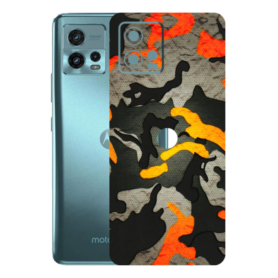 Motorola Phone Skins (All Models) - Orange Camouflage - 3D Embossed Finish (L-204) Motorola Moto G72 (5G)