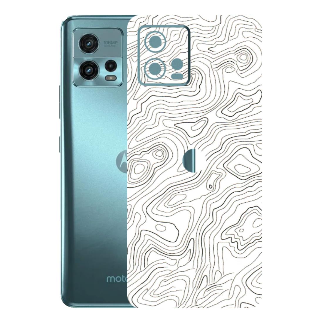 Motorola Phone Skins (All Models) - White Black Swirls - 3D Embossed Finish (L-219) Motorola Moto G72 (5G)