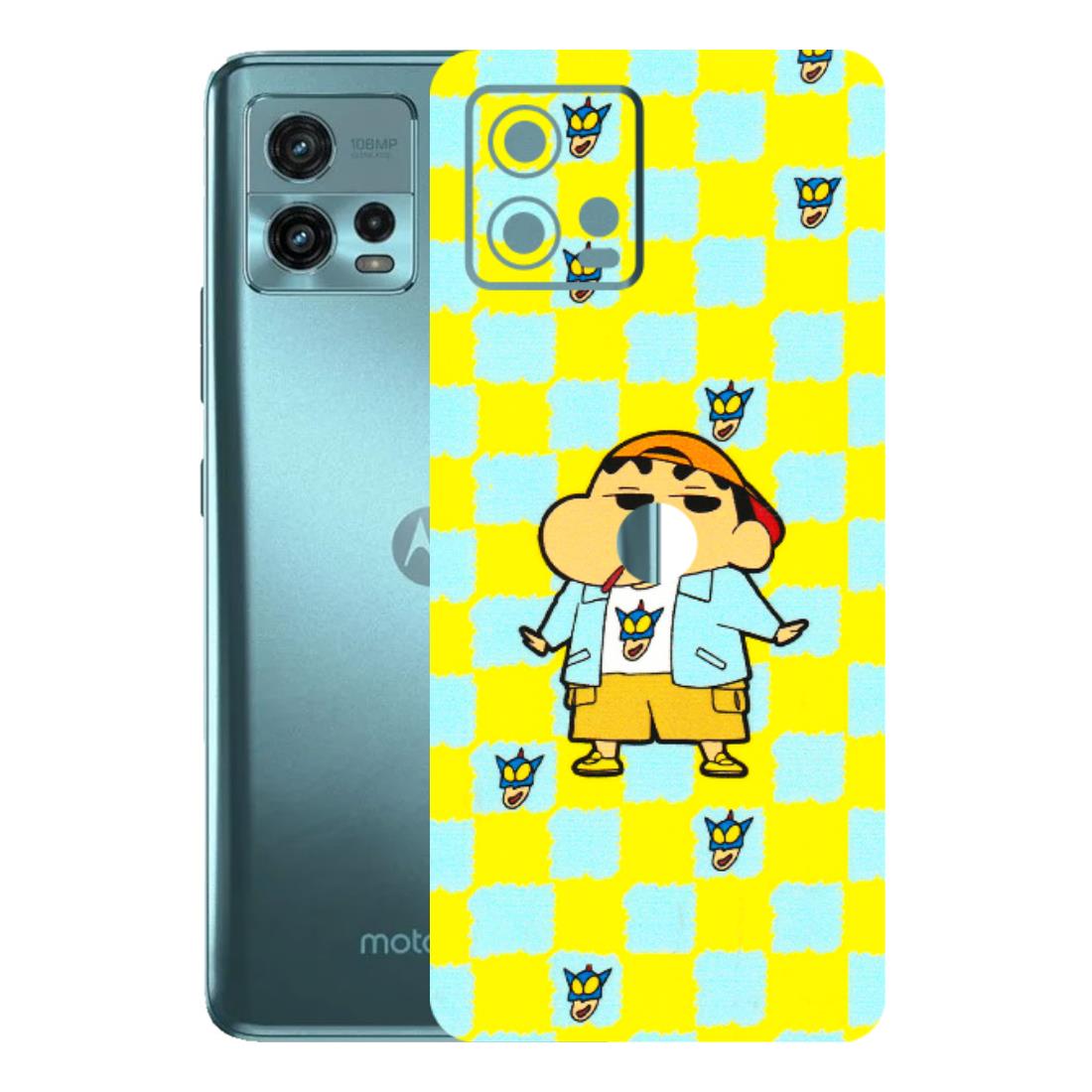 Motorola Phone Skins (All Models) - Yellow Blue Shinchan Cute - 3D Embossed Finish (L-221) Motorola Moto G72 (5G)