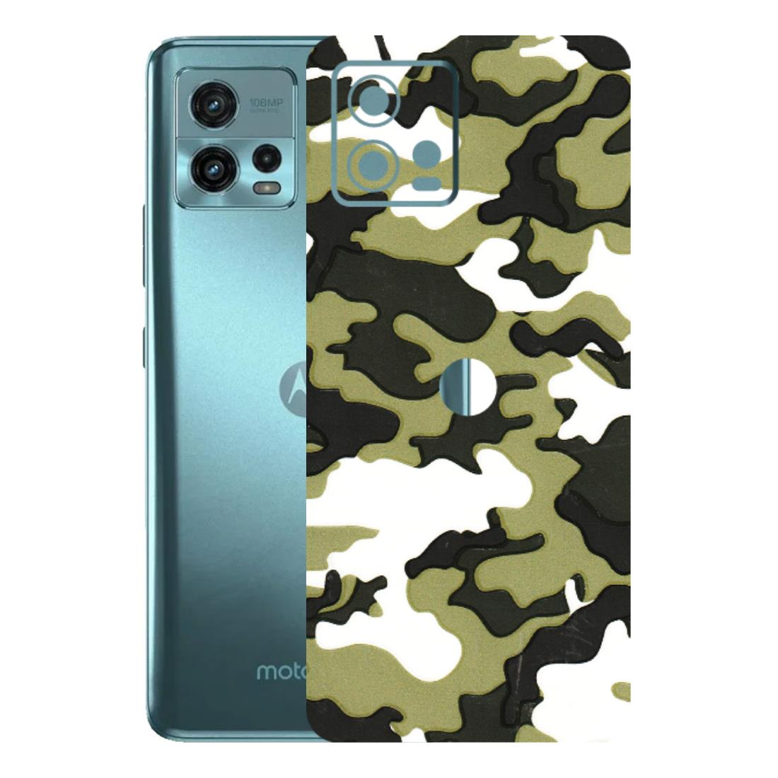 Motorola Phone Skins (All Models) - Camouflages White And Green - 3D Embossed Finish (L-243) Motorola Moto G72 (5G)