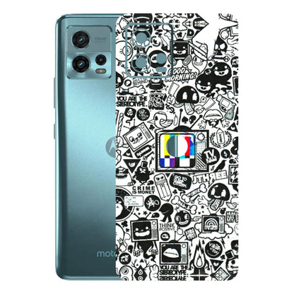 Motorola Phone Skins (All Models) - Doodles Positive Art - 3D Embossed Finish (L-263) Motorola Moto G72 (5G)