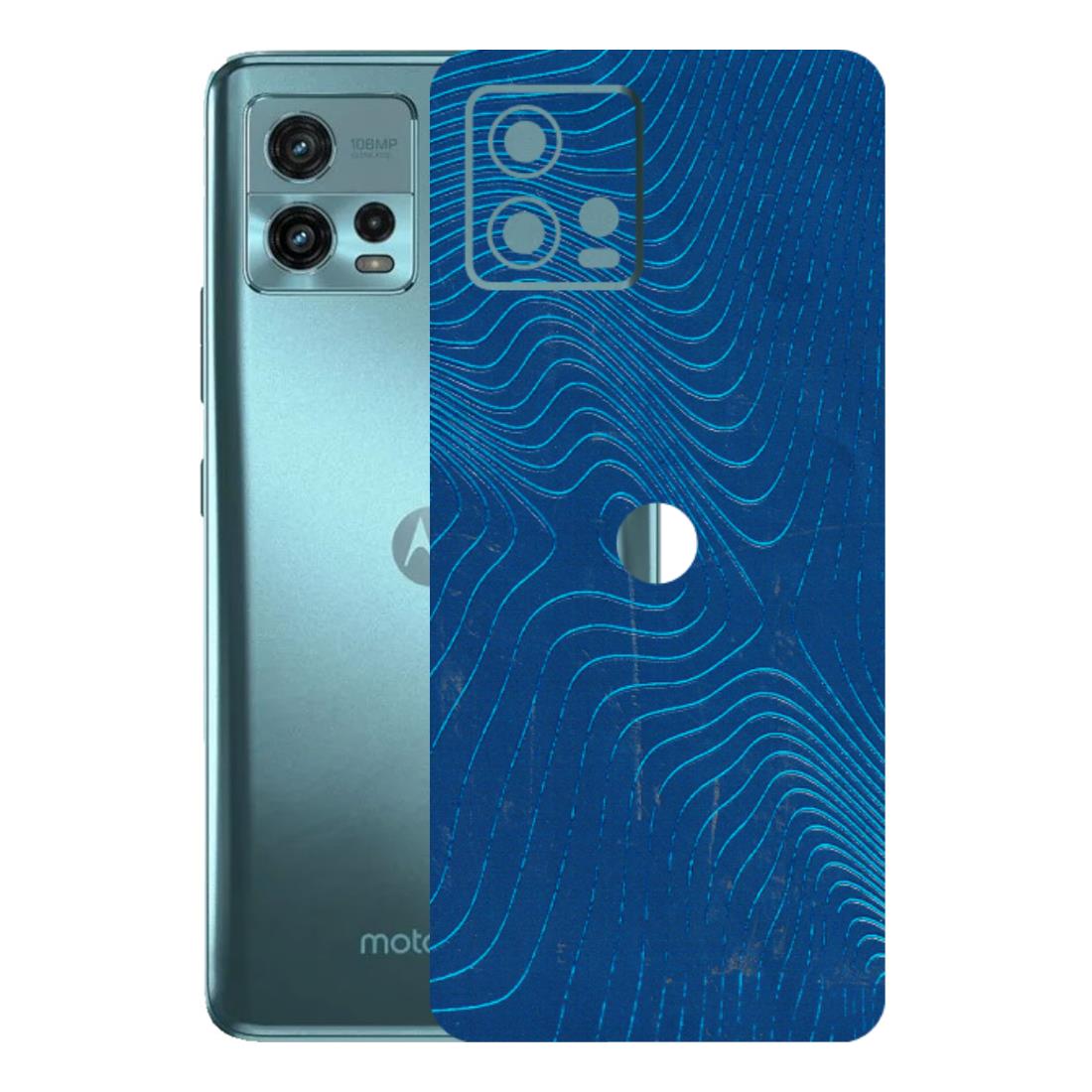 Motorola Phone Skins (All Models) - Abstract Blue Line Map - 3D Embossed Finish (L-272) Motorola Moto G72 (5G)