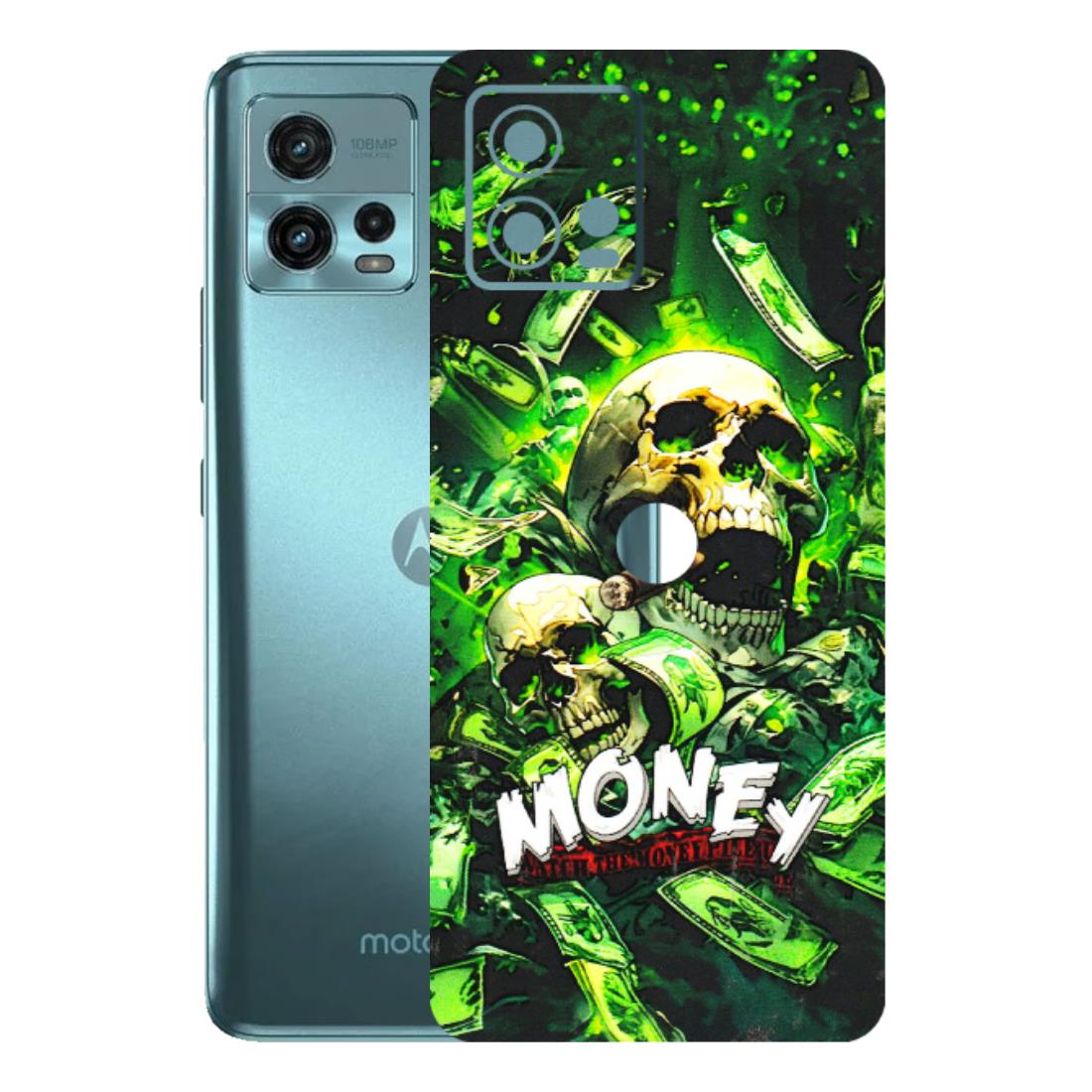 Motorola Phone Skins (All Models) - Skull Money - 3D Embossed Finish (L-303) Motorola Moto G72 (5G)