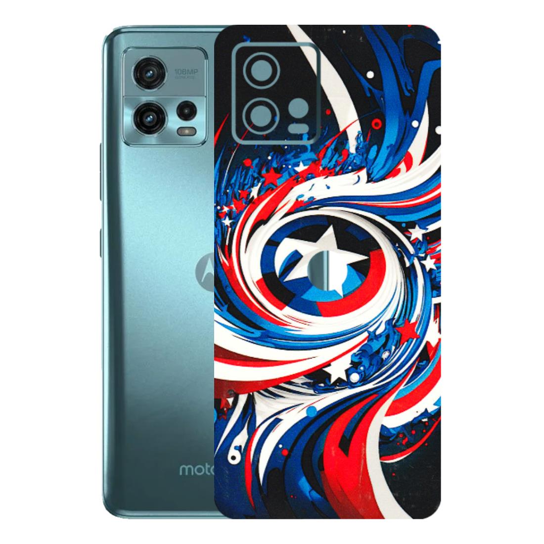Motorola Phone Skins (All Models) - Captain America Logo - 3D Embossed Finish (L-307) Motorola Moto G72 (5G)