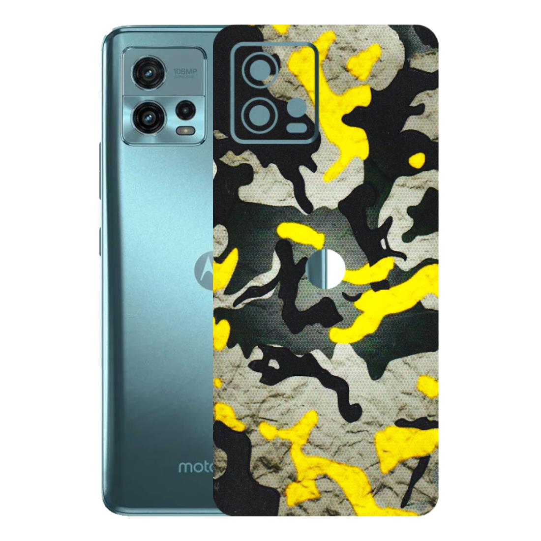 Motorola Phone Skins (All Models) - Yellow Camouflage - 3D Embossed Finish (L-61) Motorola Moto G72 (5G)