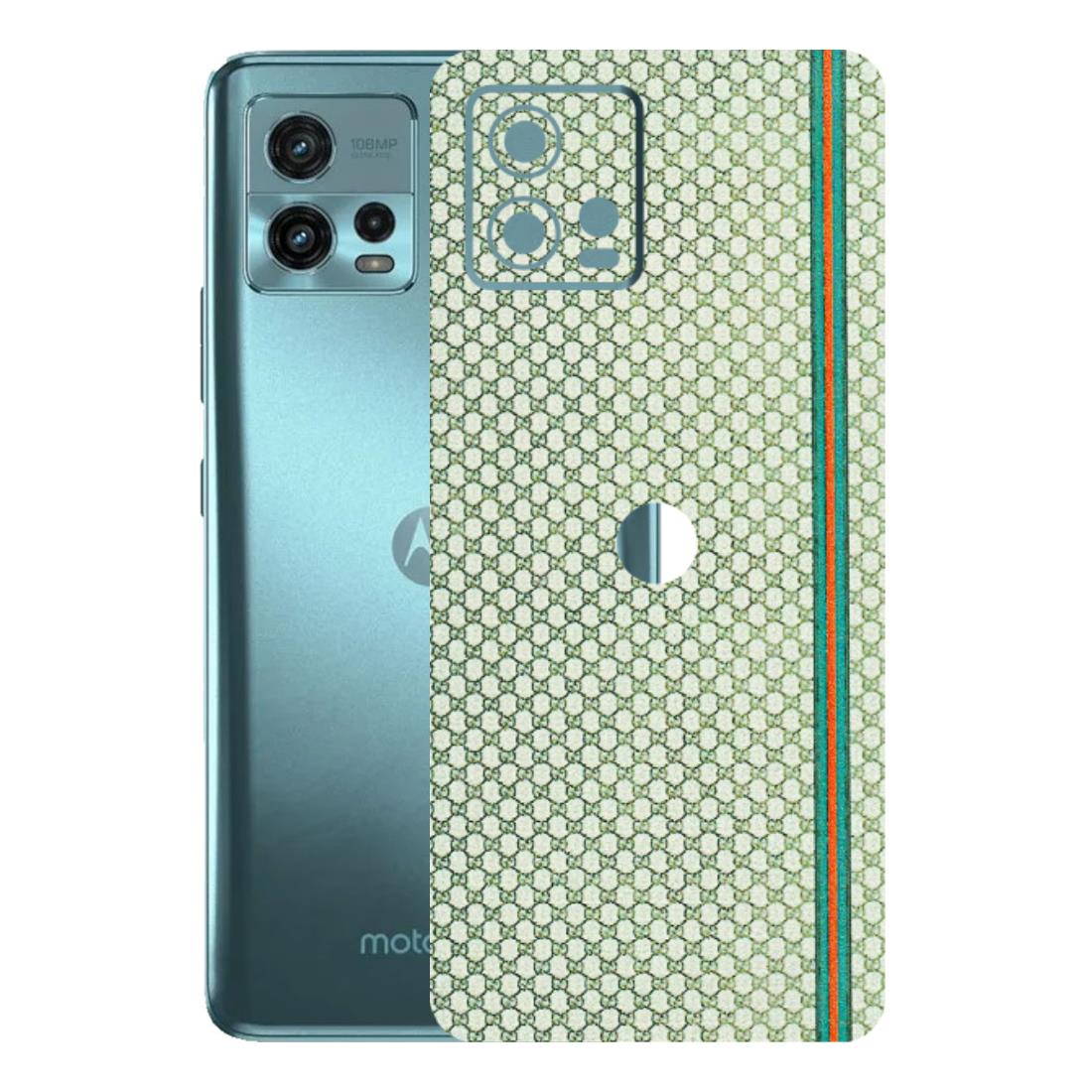 Motorola Phone Skins (All Models) - Gucci Fabric Pattern - 3D Embossed Finish (L-73) Motorola Moto G72 (5G)