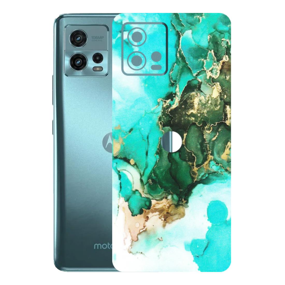 Motorola Phone Skins (All Models) - The Blue Gold Marble - Matte Finish (M-124) Motorola Moto G72 (5G)