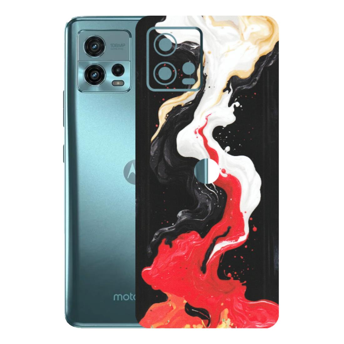 Motorola Phone Skins (All Models) - Black Red White Paint Splash Fusion - Matte Finish (M-56) Motorola Moto G72 (5G)