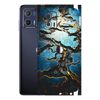 Motorola Phone Skins (All Models) - Blue Gold Abstract - 3D Embossed Finish (L-11) Motorola Moto G73 (5G)