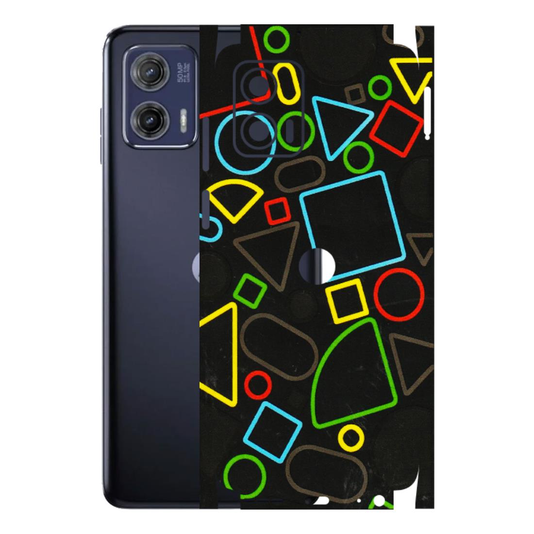Motorola Phone Skins (All Models) - Black Shapes - 3D Embossed Finish (L-131) Motorola Moto G73 (5G)