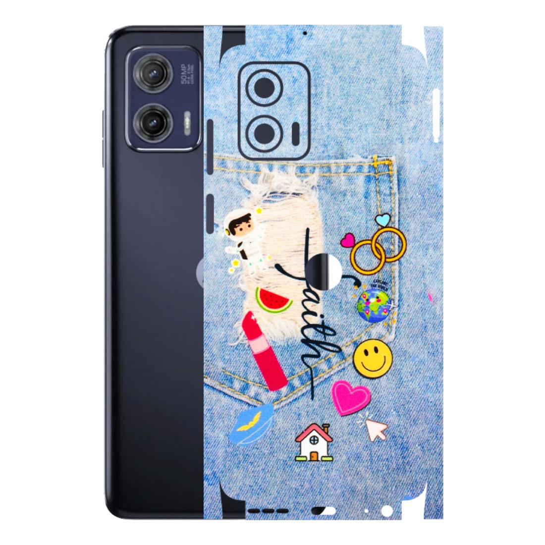 Motorola Phone Skins (All Models) - Denim Jeans Pocket - 3D Embossed Finish (L-134) Motorola Moto G73 (5G)