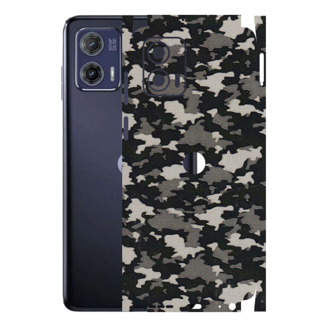 Motorola Phone Skins (All Models) - Black/Grey Camoflaunge - 3D Embossed Finish (L-142) Motorola Moto G73 (5G)