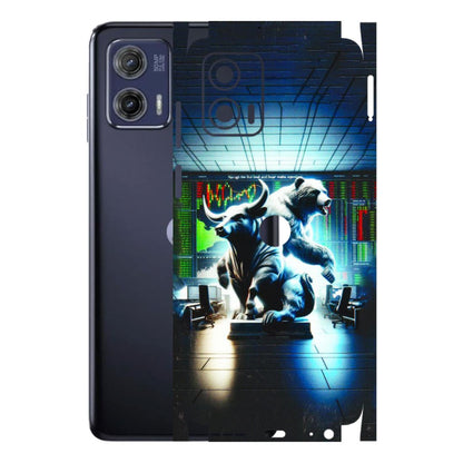 Motorola Phone Skins (All Models) - Stock Market Sensex Bear vs Bulls - 3D Embossed Finish (L-15) Motorola Moto G73 (5G)
