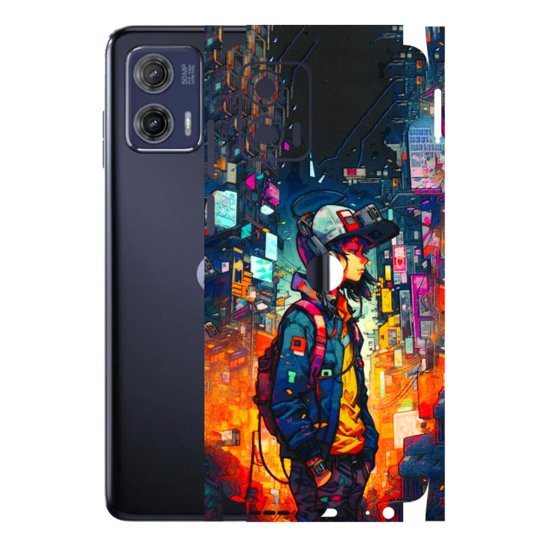 Motorola Phone Skins (All Models) - Street Anime Guy - 3D Embossed Finish (L-158) Motorola Moto G73 (5G)