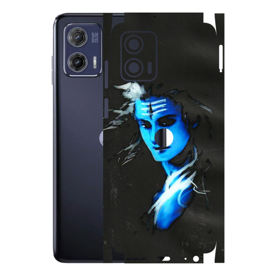 Motorola Phone Skins (All Models) - Har Har Mahadev Blue/Black - 3D Embossed Finish (L-185) Motorola Moto G73 (5G)