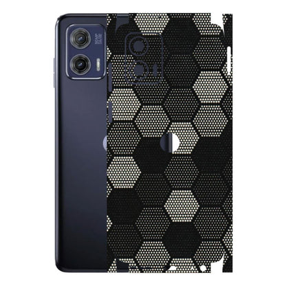 Motorola Phone Skins (All Models) - Black & White Dotted Honeycomb Texture - 3D Embossed Finish (L-202) Motorola Moto G73 (5G)