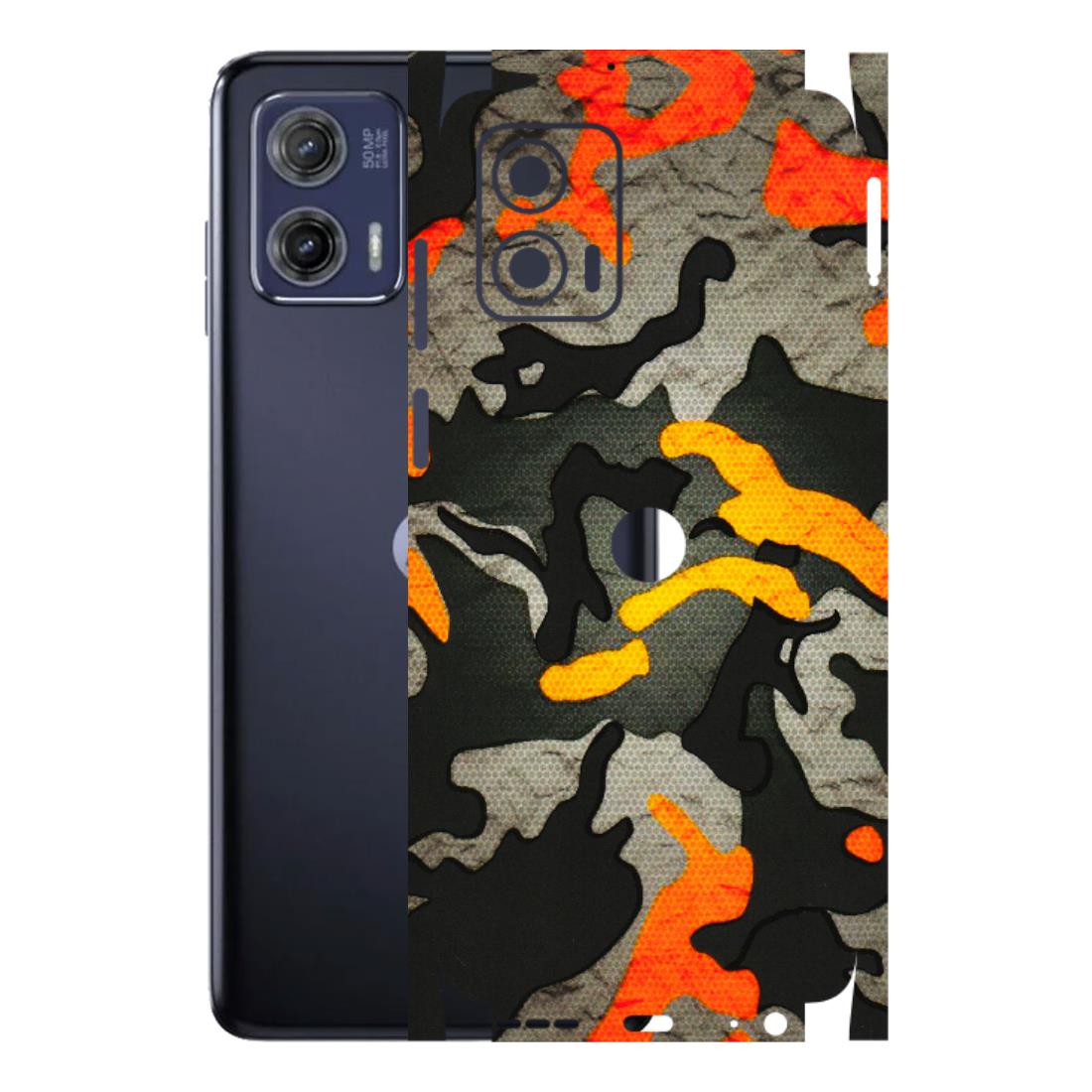 Motorola Phone Skins (All Models) - Orange Camouflage - 3D Embossed Finish (L-204) Motorola Moto G73 (5G)