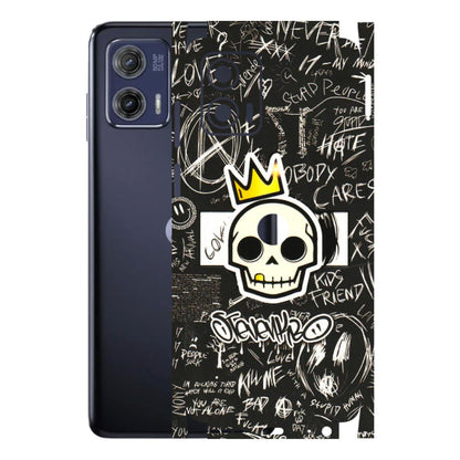 Motorola Phone Skins (All Models) - Funny Skull Black Chalk Grafitti - 3D Embossed Finish (L-22) Motorola Moto G73 (5G)