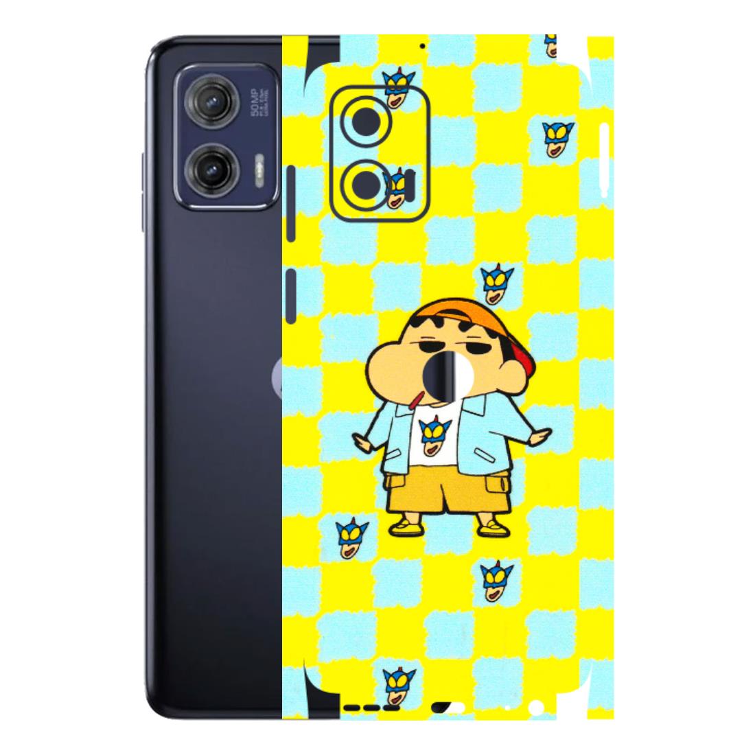 Motorola Phone Skins (All Models) - Yellow Blue Shinchan Cute - 3D Embossed Finish (L-221) Motorola Moto G73 (5G)