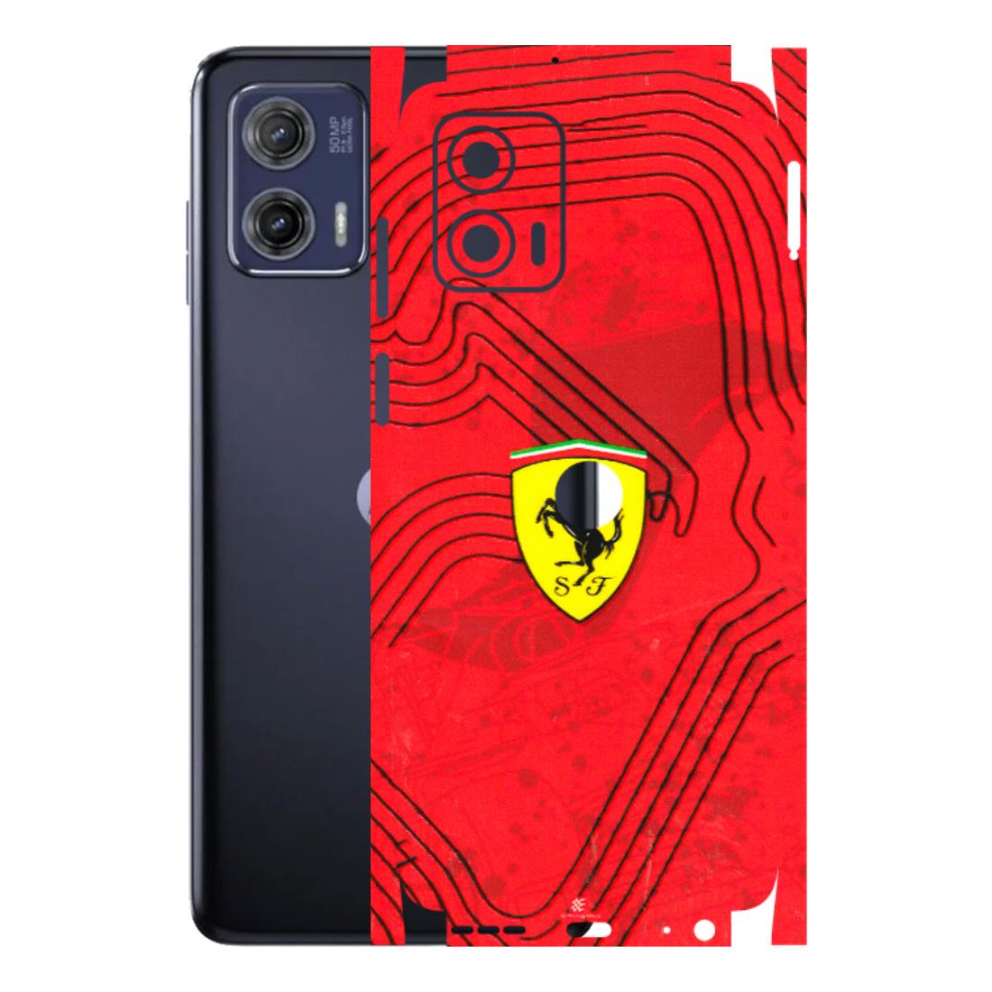 Motorola Phone Skins (All Models) - Red Ferrari Logo Stylish - 3D Embossed Finish (L-238) Motorola Moto G73 (5G)