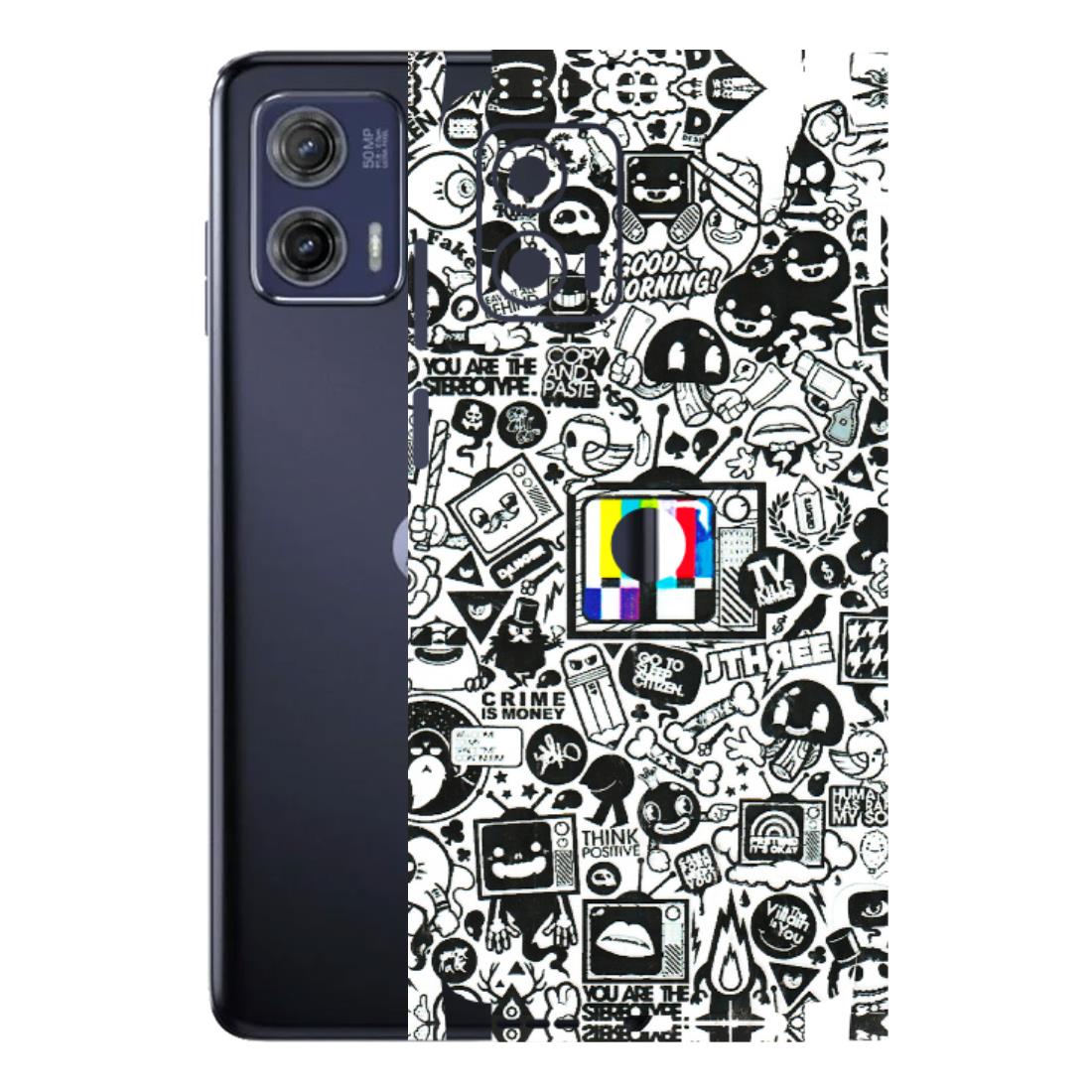 Motorola Phone Skins (All Models) - Doodles Positive Art - 3D Embossed Finish (L-263) Motorola Moto G73 (5G)