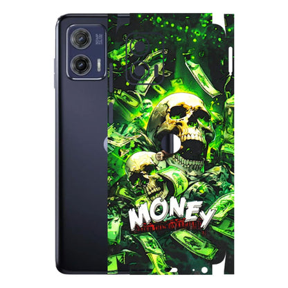 Motorola Phone Skins (All Models) - Skull Money - 3D Embossed Finish (L-303) Motorola Moto G73 (5G)