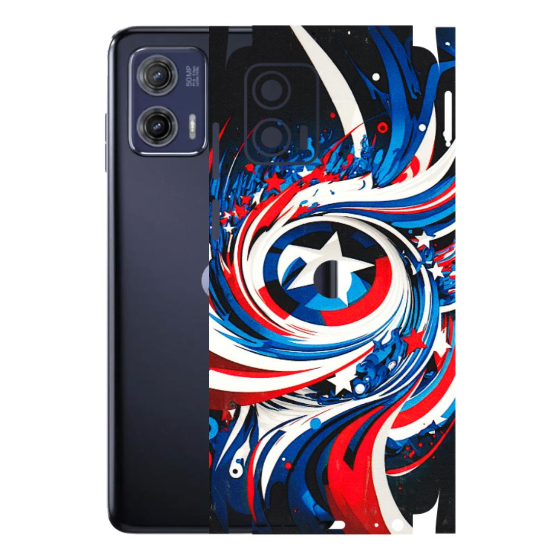 Motorola Phone Skins (All Models) - Captain America Logo - 3D Embossed Finish (L-307) Motorola Moto G73 (5G)