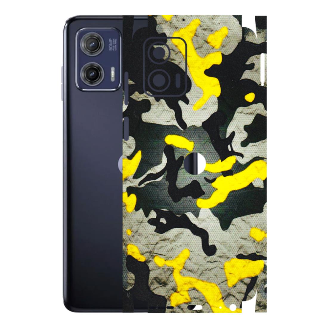 Motorola Phone Skins (All Models) - Yellow Camouflage - 3D Embossed Finish (L-61) Motorola Moto G73 (5G)