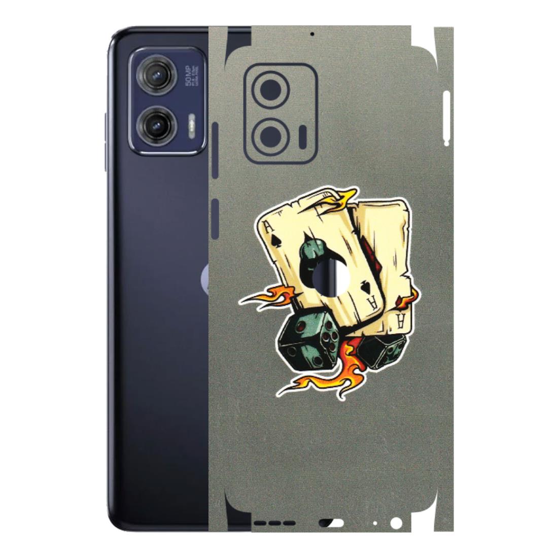 Motorola Phone Skins (All Models) - Grey Cards Of Ace - 3D Embossed Finish (L-77) Motorola Moto G73 (5G)