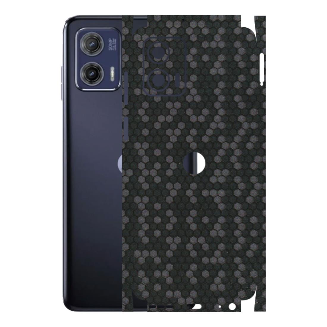 Motorola Phone Skins (All Models) - Black Grey Honeycomb Sober - 3D Embossed Finish (L-85) Motorola Moto G73 (5G)