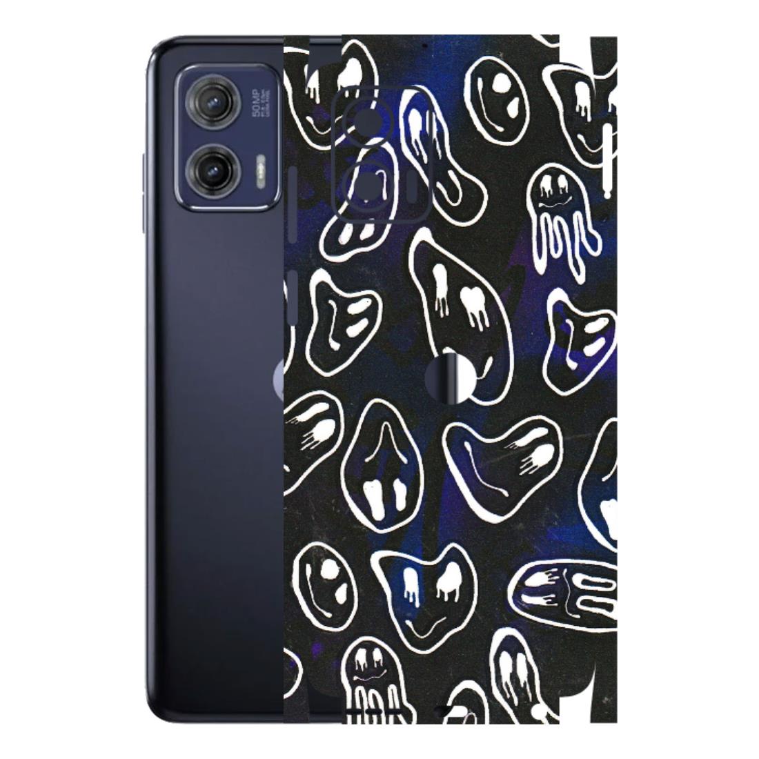 Motorola Phone Skins (All Models) - Distorted Smileys - 3D Embossed Finish (L-92) Motorola Moto G73 (5G)