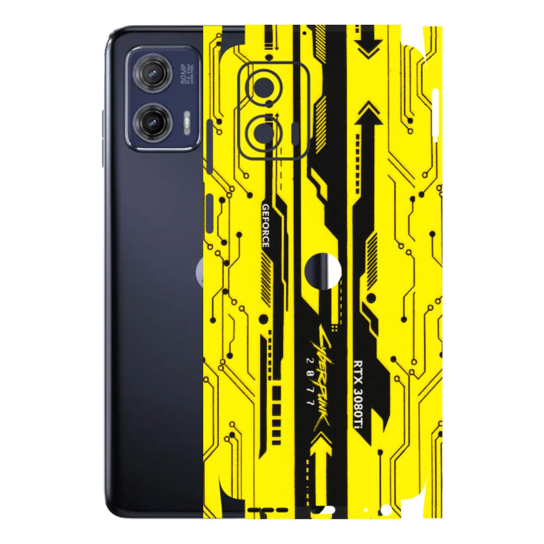 Motorola Phone Skins (All Models) - Yellow Cyberpunk - 3D Embossed Finish (L-93) Motorola Moto G73 (5G)