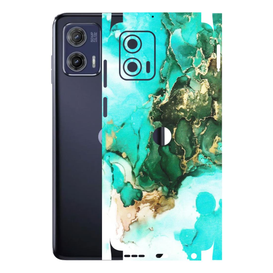 Motorola Phone Skins (All Models) - The Blue Gold Marble - Matte Finish (M-124) Motorola Moto G73 (5G)