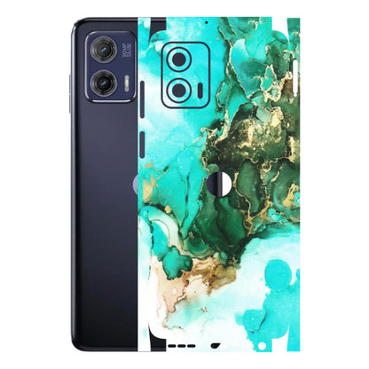 Motorola Phone Skins (All Models) - The Blue Gold Marble - Matte Finish (M-124) Motorola Moto G73 (5G)