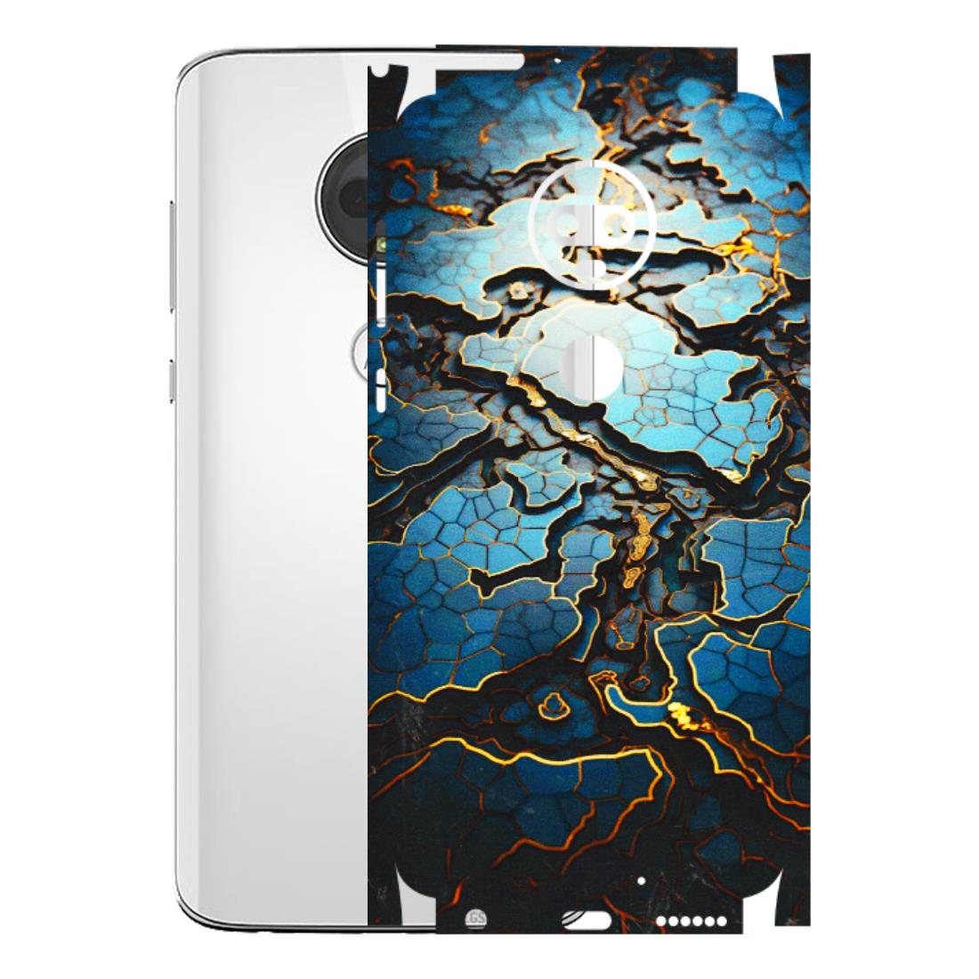 Motorola Phone Skins (All Models) - Blue Gold Abstract - 3D Embossed Finish (L-11) Motorola Moto G7