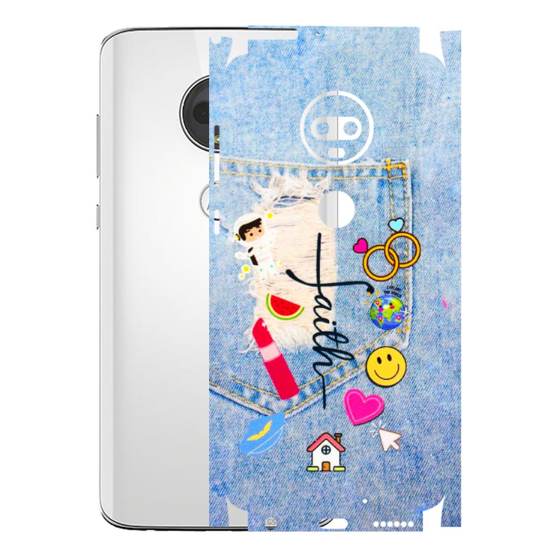 Motorola Phone Skins (All Models) - Denim Jeans Pocket - 3D Embossed Finish (L-134) Motorola Moto G7
