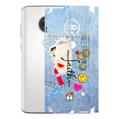 Motorola Phone Skins (All Models) - Denim Jeans Pocket - 3D Embossed Finish (L-134) Motorola Moto G7