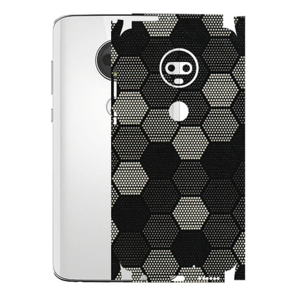 Motorola Phone Skins (All Models) - Black & White Dotted Honeycomb Texture - 3D Embossed Finish (L-202) Motorola Moto G7