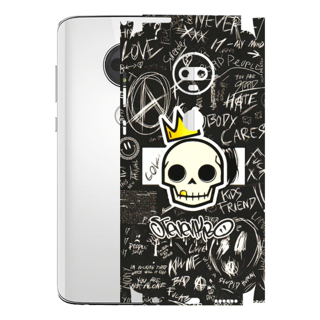 Motorola Phone Skins (All Models) - Funny Skull Black Chalk Grafitti - 3D Embossed Finish (L-22) Motorola Moto G7