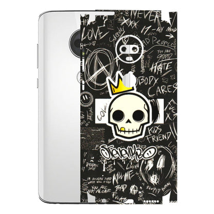 Motorola Phone Skins (All Models) - Funny Skull Black Chalk Grafitti - 3D Embossed Finish (L-22) Motorola Moto G7