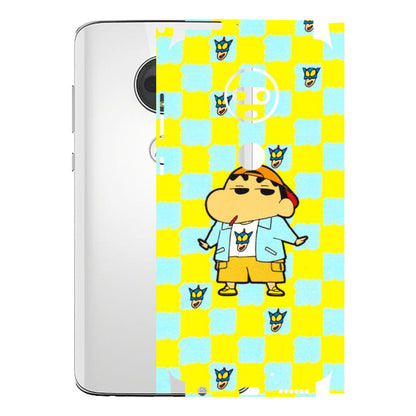 Motorola Phone Skins (All Models) - Yellow Blue Shinchan Cute - 3D Embossed Finish (L-221) Motorola Moto G7
