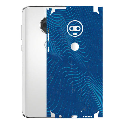 Motorola Phone Skins (All Models) - Abstract Blue Line Map - 3D Embossed Finish (L-272) Motorola Moto G7