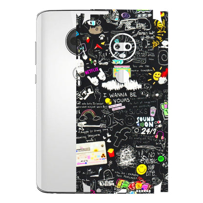 Motorola Phone Skins (All Models) - Black Creatives Doodles - 3D Embossed Finish (L-311) Motorola Moto G7