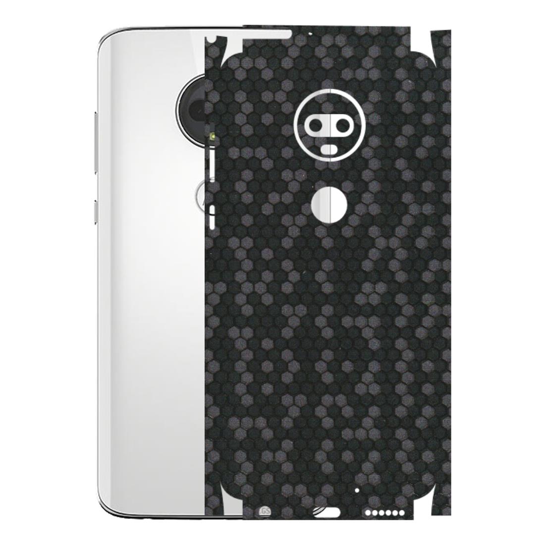 Motorola Phone Skins (All Models) - Black Grey Honeycomb Sober - 3D Embossed Finish (L-85) Motorola Moto G7
