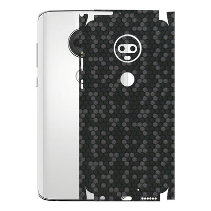 Motorola Phone Skins (All Models) - Black Grey Honeycomb Sober - 3D Embossed Finish (L-85) Motorola Moto G7