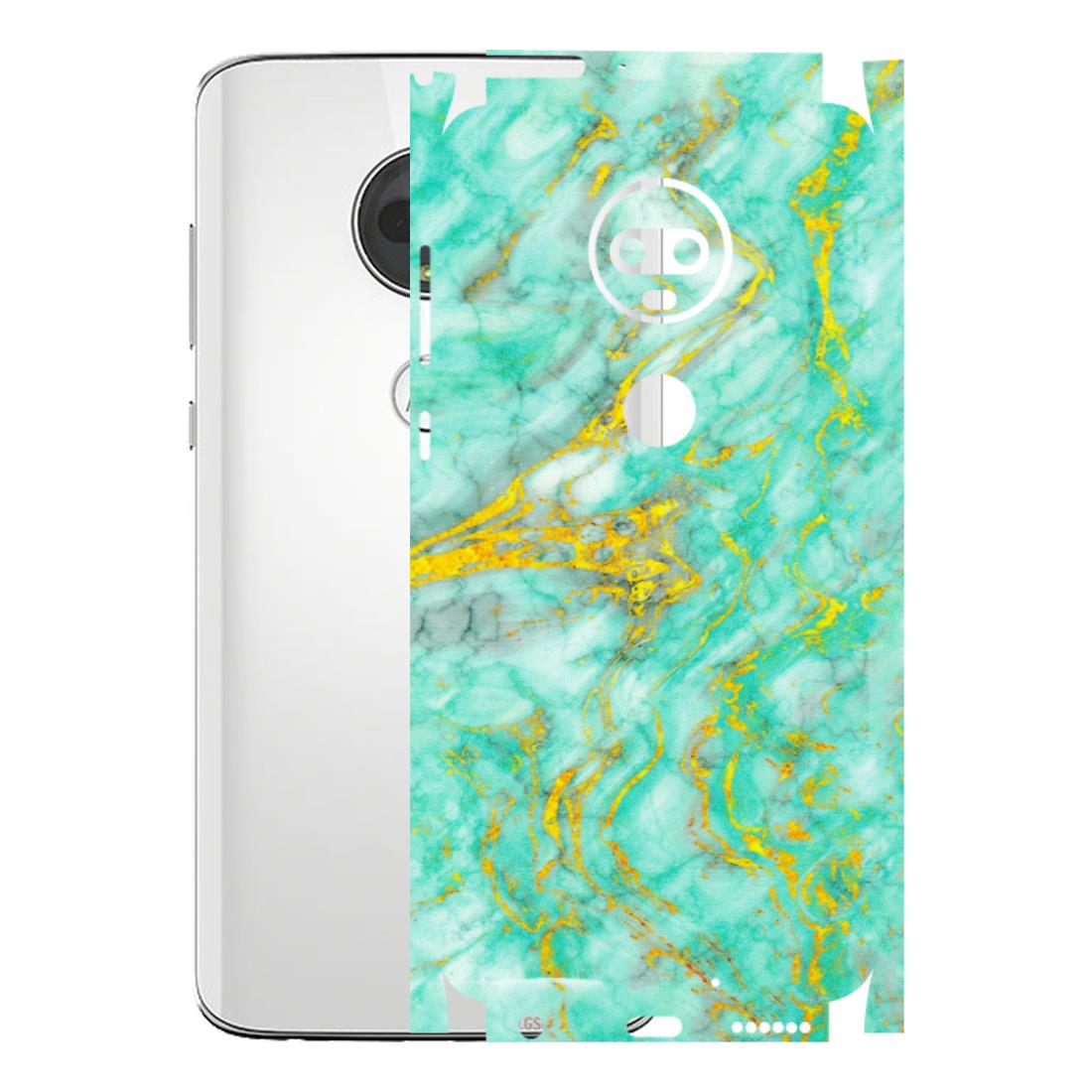 Motorola Phone Skins (All Models) - Green And Gold Marble Feel - Matte Finish (M-16) Motorola Moto G7