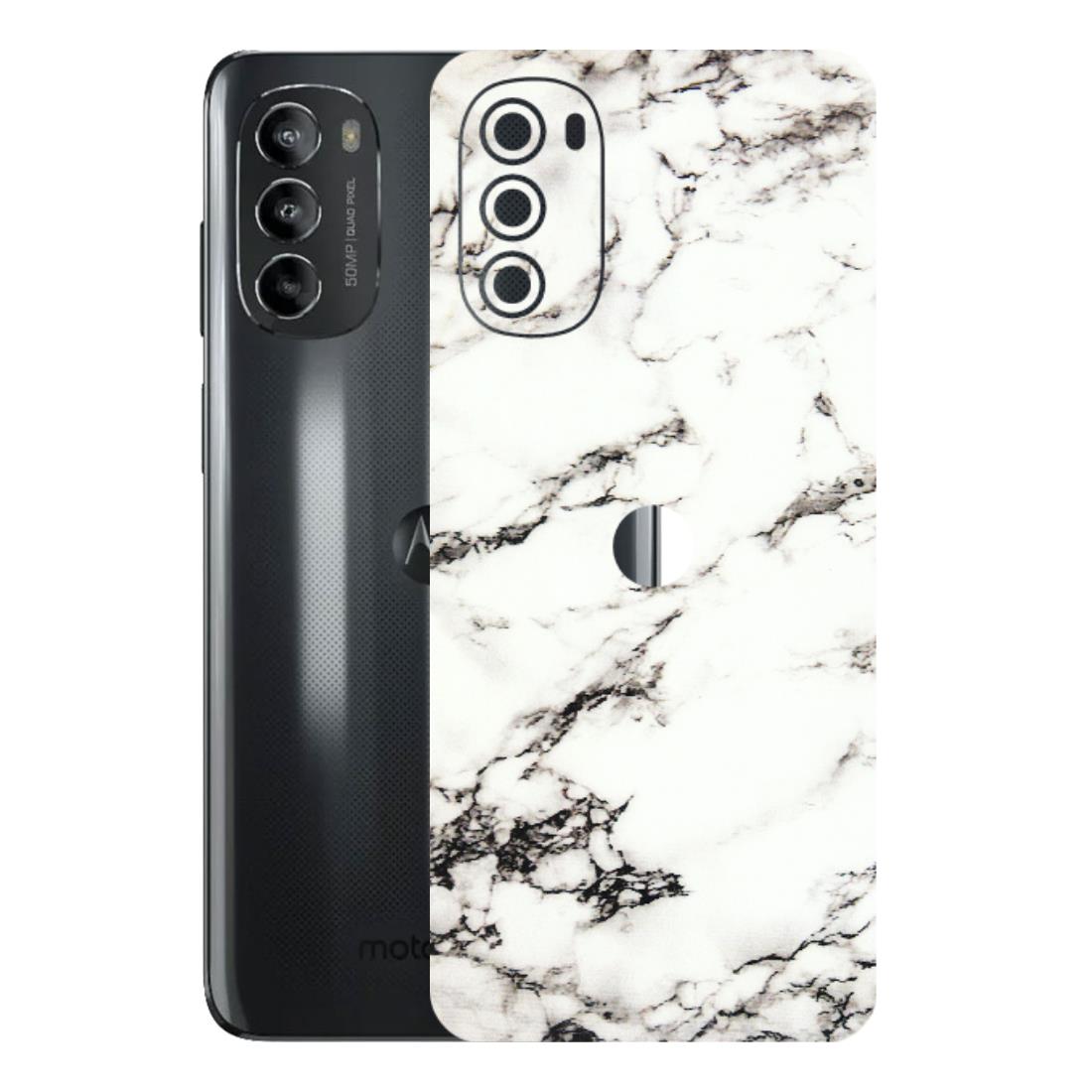 Motorola Phone Skins (All Models) - Black and White Marble Texture - 3D Embossed Finish (L-124) Motorola Moto G82 (5G)